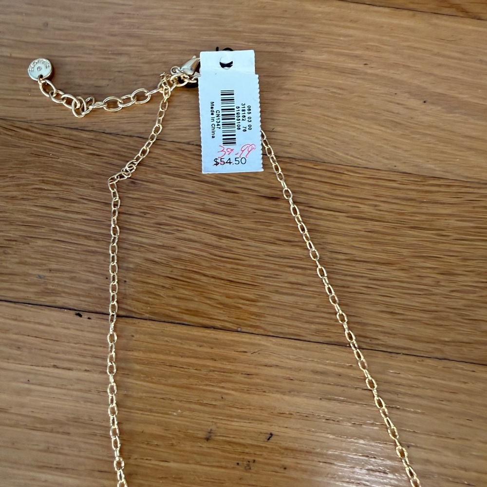 NWT Talbots Hammered Gold-Tone Statement Necklace, Black & White Beaded - Picture 4 of 4